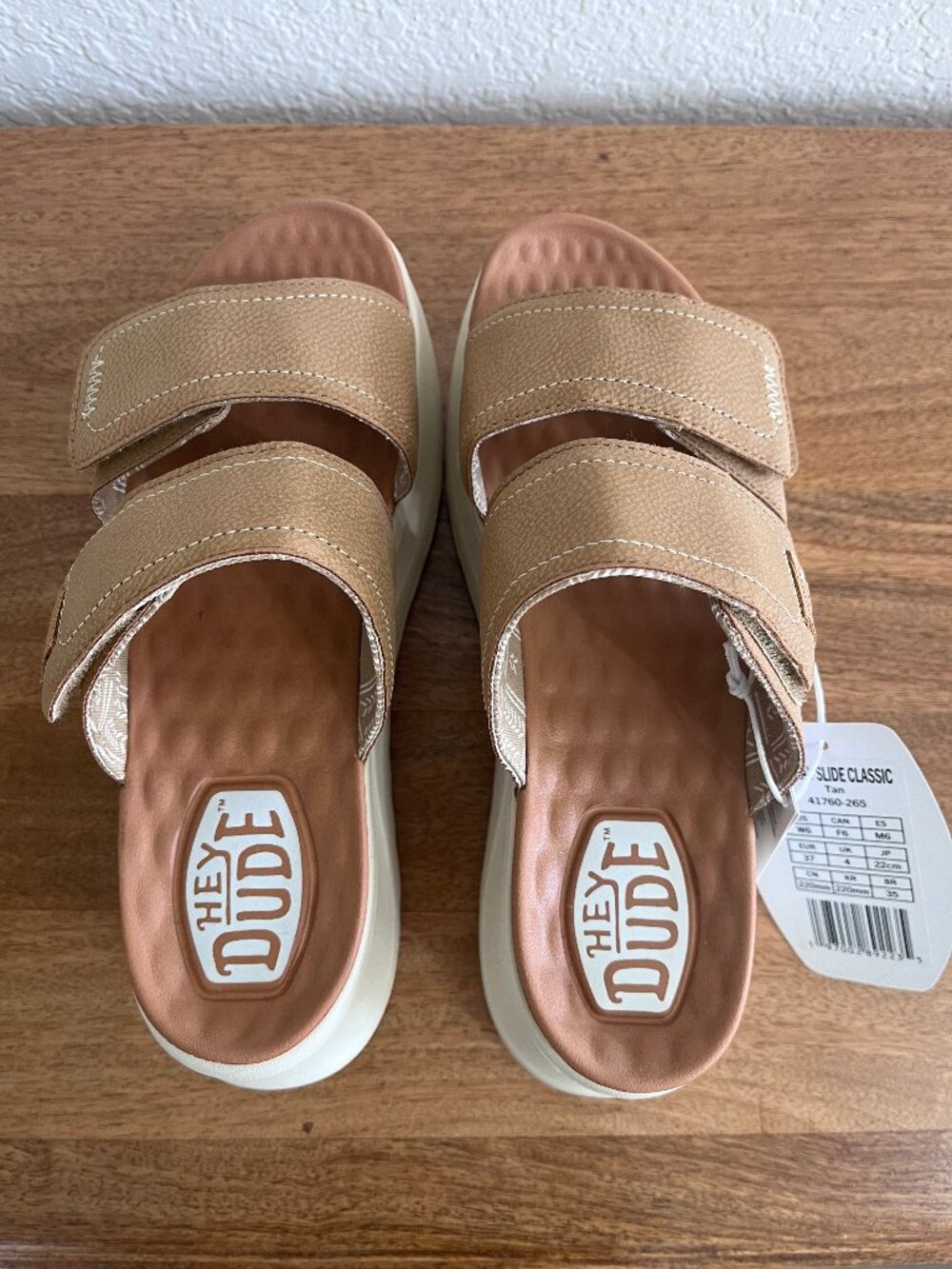 NEW! Hey Dude Del Ray Classic Slides Platform Sandals Tan 6 - Picture 5 of 13